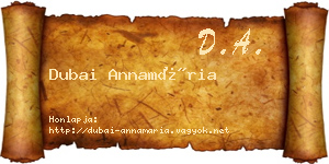Dubai Annamária névjegykártya
